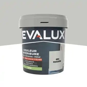Brico Dépôt Evalux peinture mur intérieur 2 en 1 satin 0,75 l gris poussière offre