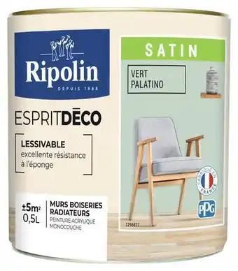Brico Dépôt Ripolin peinture mur intérieur satin 0,5 l vert palatino offre