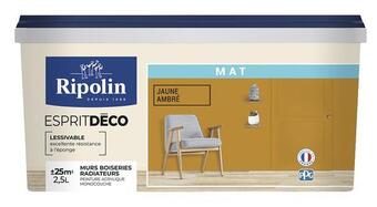 Brico Dépôt Ripolin peinture mur intérieur mat 2,5 l jaune ambre offre