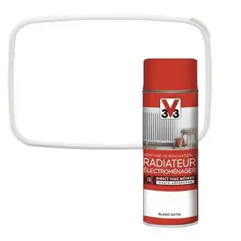 Brico Dépôt V33 aérosol de peinture de rénovation radiateur et électroménager acrylique satin blanc 400 ml offre