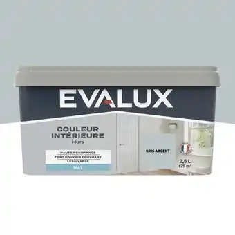 Brico Dépôt Evalux peinture mur intérieur mat 2,5 l gris argent offre
