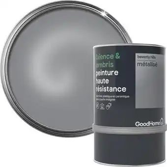 Brico Dépôt Goodhome peinture haute résistance carrelage mural et lambris acrylique métallisé argent beverly hills 0,75 l offre