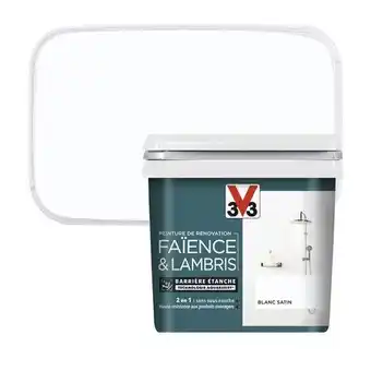 Brico Dépôt V33 peinture de rénovation faïence et lambris acrylique satin blanc 0,75 l offre