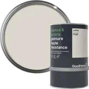 Brico Dépôt Goodhome peinture haute résistance carrelage mural et lambris acrylique mat blanc canby 0,75 l offre