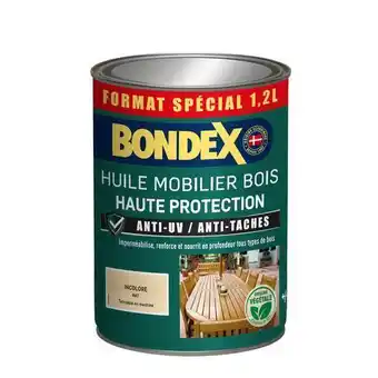 Brico Dépôt Bondex huile mobilier bois intérieur et extérieur incolore mat 1,2 l offre