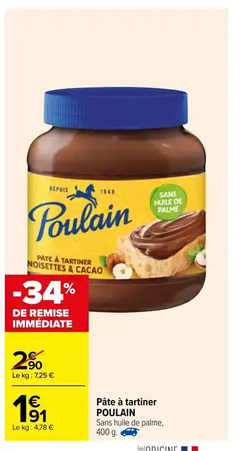 Carrefour Pâte à tartiner Poulain offre