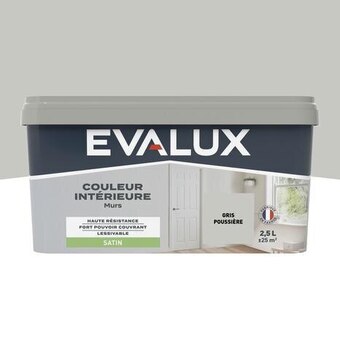 Brico Dépôt Evalux peinture mur intérieur satin 2,5 l gris poussière offre
