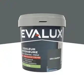 Evalux peinture mur intérieur 2 en 1 satin 0,75 l gris charbon
