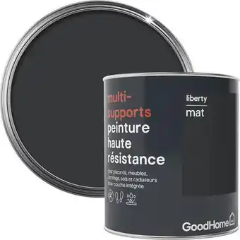 Brico Dépôt Goodhome peinture haute résistance multi-supports acrylique mat noir liberty 0,75 l offre