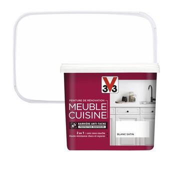 Brico Dépôt V33 peinture de rénovation meubles cuisine acrylique satin blanc 0,75 l offre