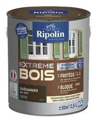 Brico Dépôt Ripolin peinture bois intérieur et extérieur satin 2,5 l chataignier offre
