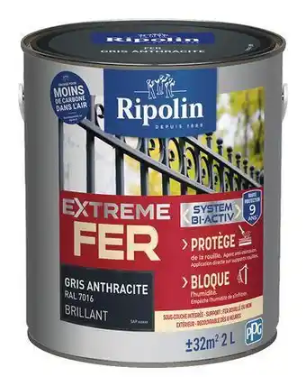 Brico Dépôt Ripolin peinture métal extérieur brillant 2 l anthracite offre