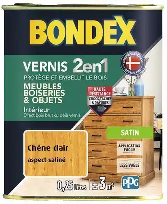 Brico Dépôt Bondex vernis ton chêne clair satin 0,25 l offre
