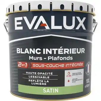 Brico Dépôt Evalux peinture blanche intérieur 2en1 sous couche intégrée satin 10 l offre