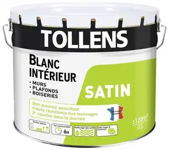 Brico Dépôt Tollens peinture bicouche murs, plafonds et boiseries intérieure acrylique satin blanc 10 l offre