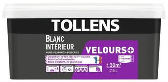 Brico Dépôt Tollens peinture monocouche murs, plafonds et boiseries intérieure acrylique velours blanc 2.5 l offre