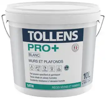 Brico Dépôt Tollens peinture bicouche murs et plafonds intérieure pro+ acrylique satin blanc 10 l offre