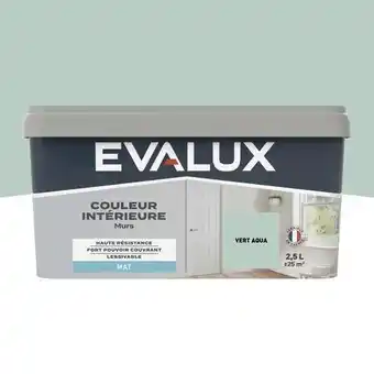Brico Dépôt Evalux peinture mur intérieur mat 2,5 l vert aqua offre