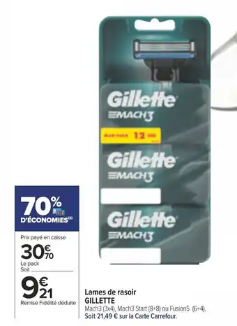 Carrefour Market Lames de rasoir GILLETTE offre