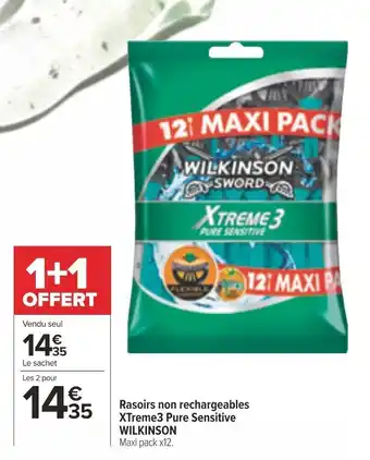 Carrefour Market Rasoirs non rechargeables xtreme3 pure sensitive WILKINSON offre