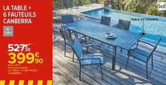 Carrefour La table + 6 fauteuils canberra offre