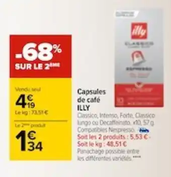 Carrefour Capsules de café ILLY offre