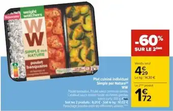 Carrefour Plat cuisiné individuel simple par nature WW offre