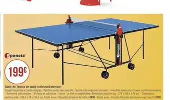 Géant Casino Table De Tennis De Table Intérieur-extérieur Sponeta offre