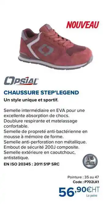 Prolians Opsial Chaussure Step'legend offre