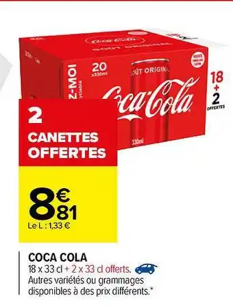 Carrefour Coca Cola 18x33 Cl offre