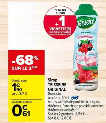 Carrefour Sirop Teisseire Original offre