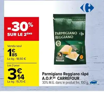 Carrefour Parmigiano Reggiano râpé offre