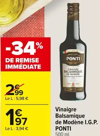 Carrefour Market Ponti vinaigre balsamique de modène i.g.p. offre