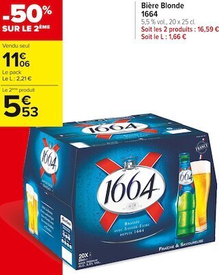 Carrefour Market 1664 bière blonde offre