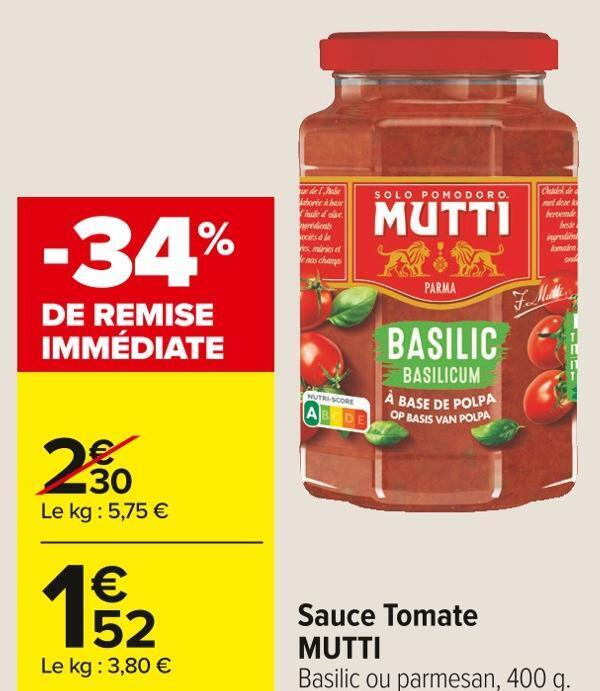 Promo Mutti sauce tomate chez Carrefour Market