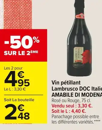Carrefour Market Amabile di modena vin pétillant lambrusco doc italie offre