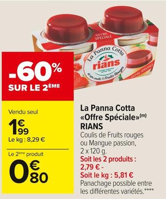 Carrefour Market Rians la panna cotta offre spéciale offre