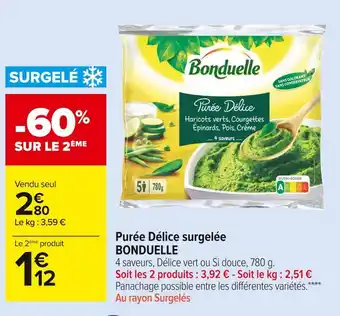 Carrefour Market Bonduelle purée délice surgelée offre
