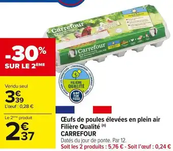 Carrefour Market Carrefour œufs de poules élevées en plein air filière qualité offre