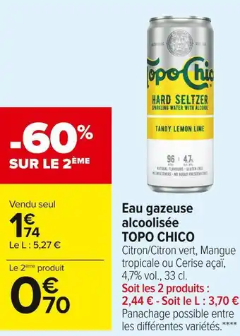Carrefour Market Topo chico eau gazeuse alcoolisée offre