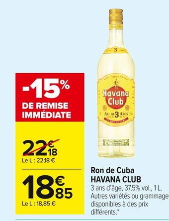 Carrefour Market Havana club ron de cuba offre