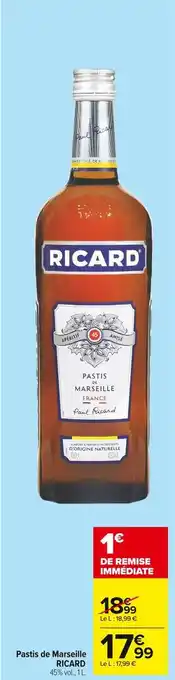 Carrefour Market Ricard pastis de marseille offre