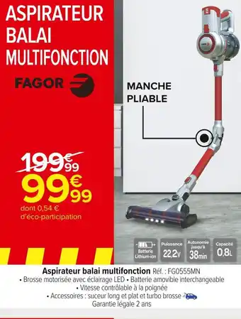 Carrefour Market Fagor aspirateur balai multifonction offre