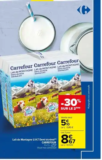 Carrefour Lait de Montagne U.H.T Demi-écrémé Carrefour offre