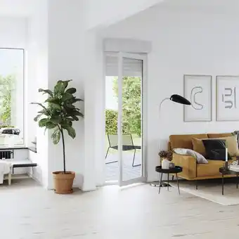 Brico Dépôt Goodhome porte-fenêtre pvc blanc 1 vantail droit + volet roulant h.205 x l.80 cm offre