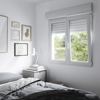 Brico Dépôt Goodhome fenêtre pvc blanc oscillo-battante 2 vantaux + volet roulant h.135 x l.140 cm offre