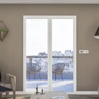 Goodhome porte-fenĂȘtre aluminium blanc 2 vantaux h.205 x l.120 cm