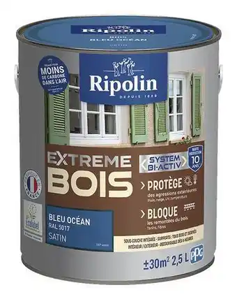 Brico Dépôt Ripolin peinture bois intérieur et extérieur satin 2,5 l bleu ocean offre