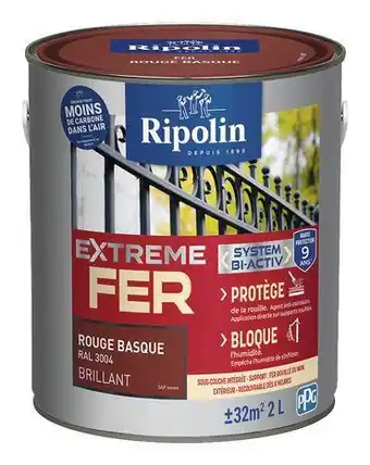Brico Dépôt Ripolin peinture métal extérieur brillant 2 l rouge basque offre