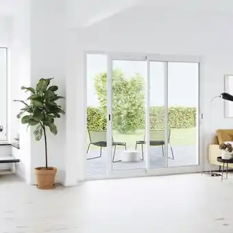 Brico Dépôt Goodhome baie vitrée aluminium blanc 2 vantaux h.200 x l.240 cm offre